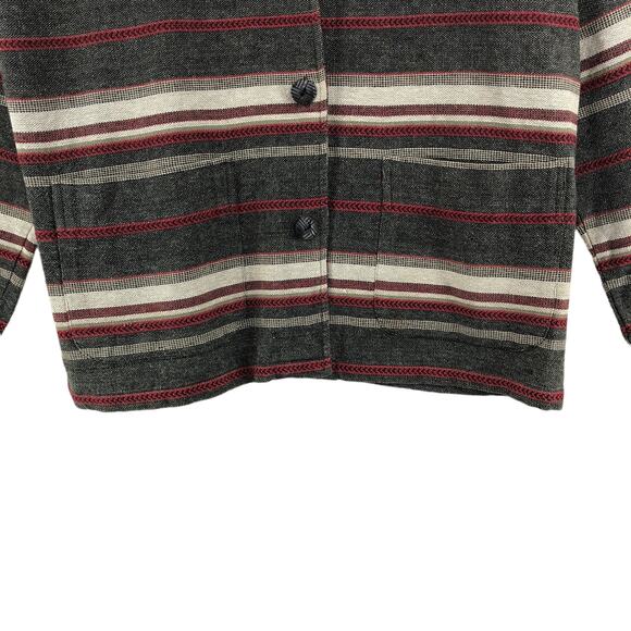 Chicos Design Womens Size 3 US 16 Jacket Cotton Canvas Striped Gray Red - Picture 3 of 16